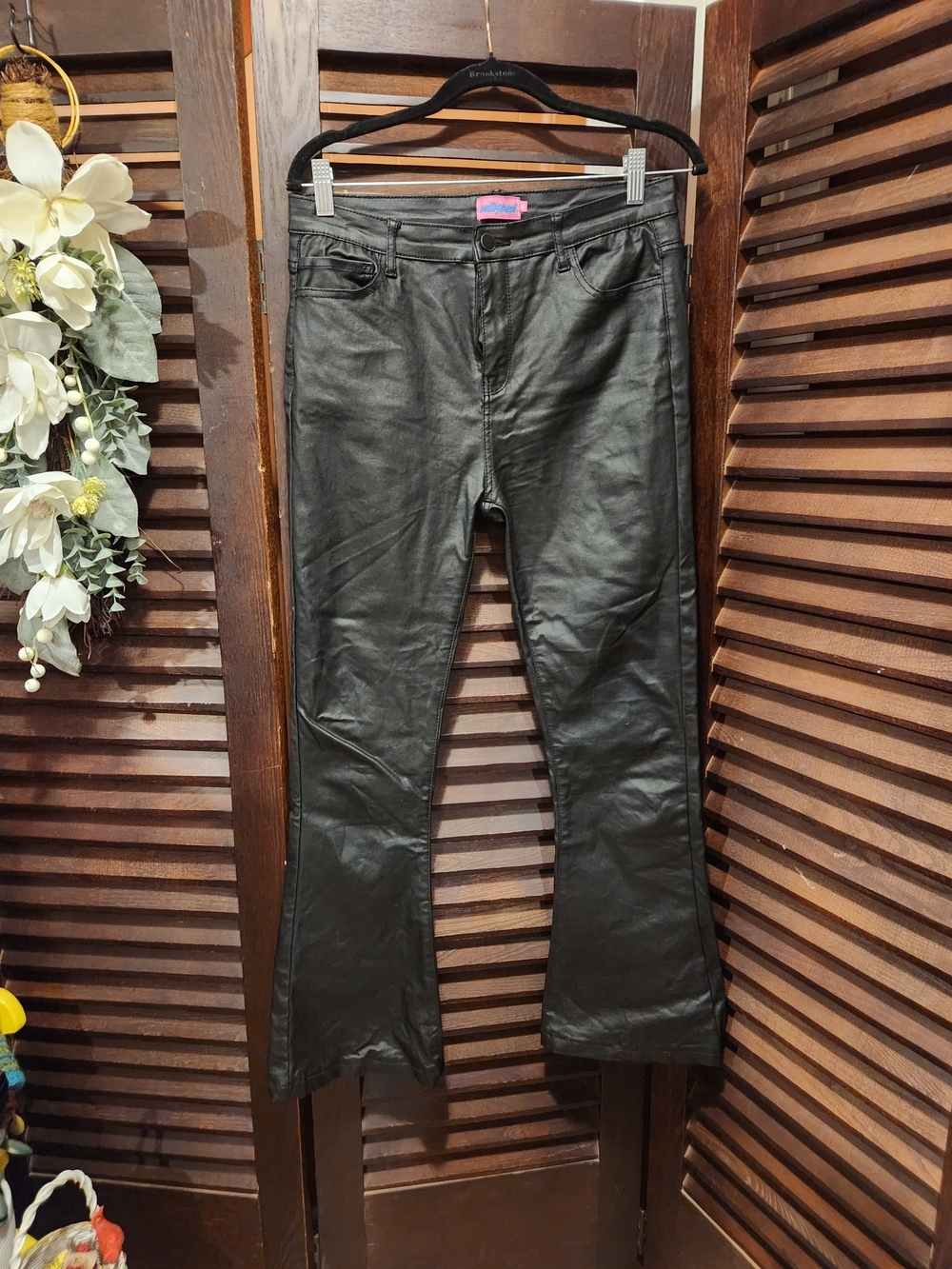 Edikted Black Faux Leather Flare Pants